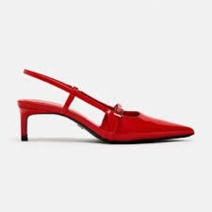 Zara Classic red Scarlet Slingback Heels